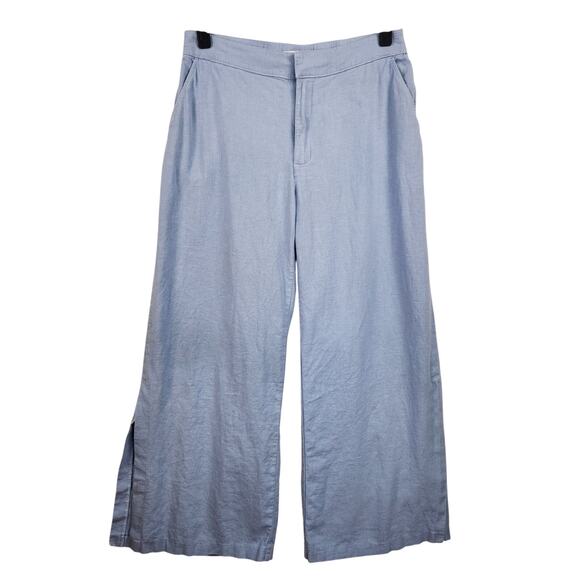 Abercrombie & Fitch Light Blue Linen Pants  Women’s SZ M Split Hem Pockets - Picture 1 of 16